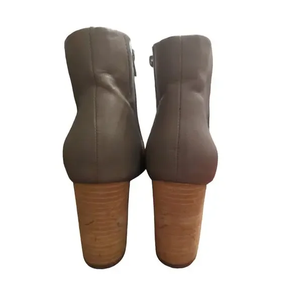 Vionic Kennedy Oyster leather ankle block heel boot booties 8 - Picture 4 of 9